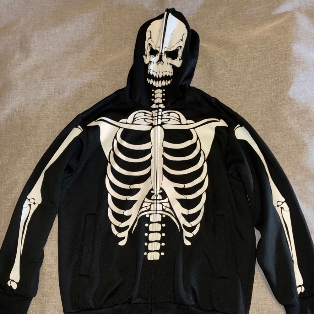 Calhoun Sportswear Skeleton Print Black Hoodie